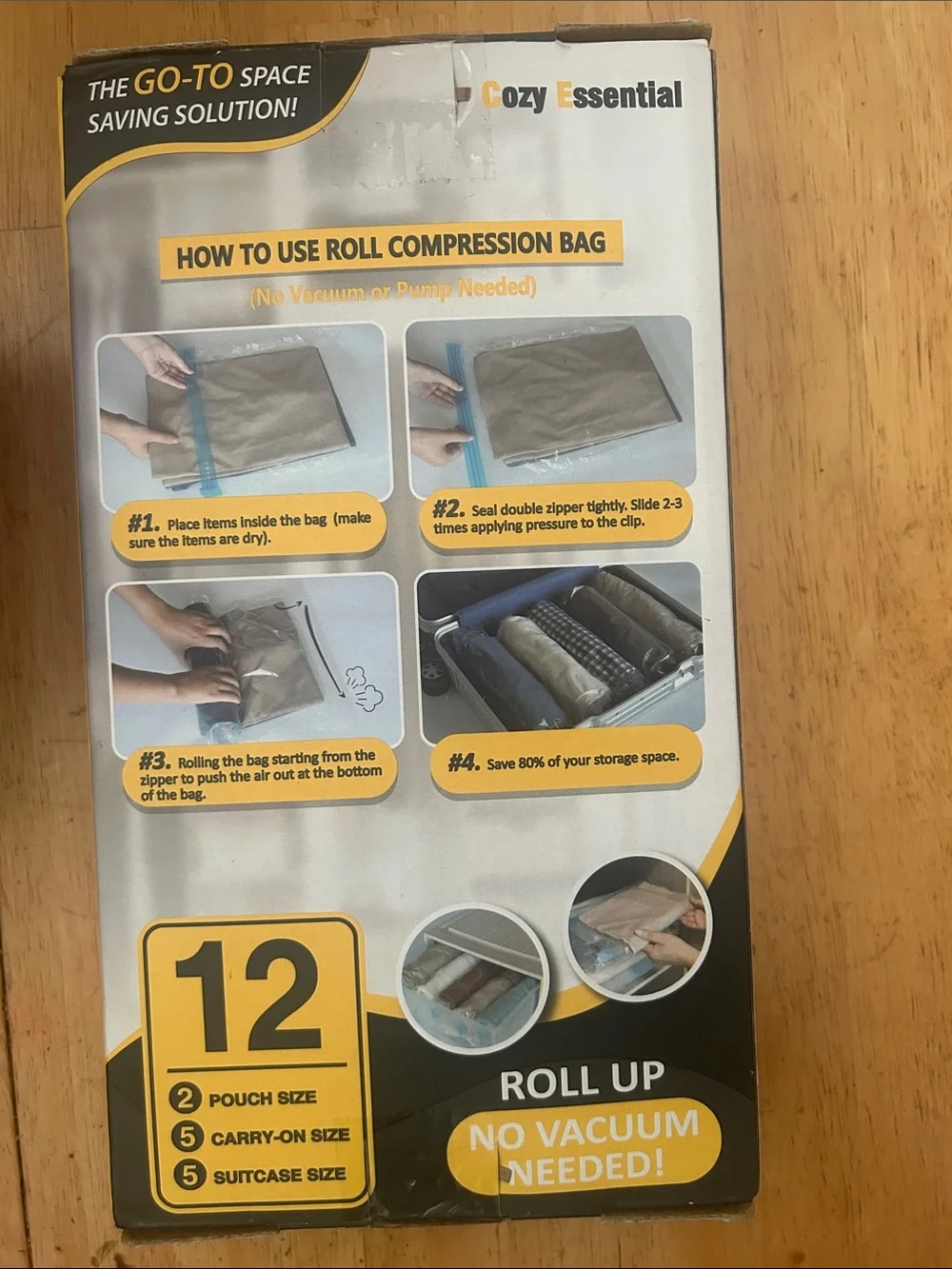 Travel Roll Up Compression Bags - Gray/Transparent (12 Pack)
